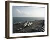 Sailors Move a C-2A Greyhound across the Flight Deck of USS Nimitz-null-Framed Photographic Print