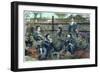 Sailors of HMS 'Challenger' Having Tea at a Tea House Near Yokohama, Japan, 1888-null-Framed Giclee Print