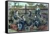 Sailors of HMS 'Challenger' Having Tea at a Tea House Near Yokohama, Japan, 1888-null-Framed Stretched Canvas