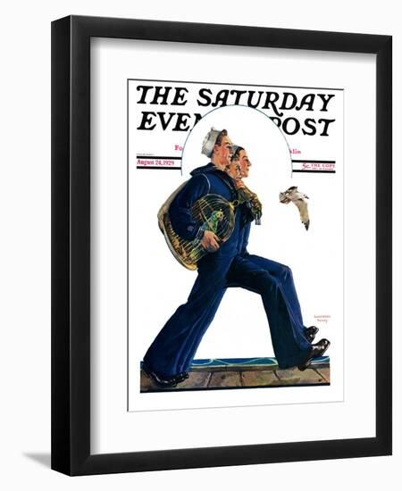 "Sailors on Leave," Saturday Evening Post Cover, August 24, 1929-Lawrence Toney-Framed Giclee Print