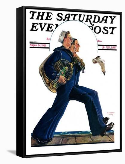 "Sailors on Leave," Saturday Evening Post Cover, August 24, 1929-Lawrence Toney-Framed Stretched Canvas