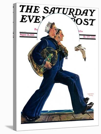 "Sailors on Leave," Saturday Evening Post Cover, August 24, 1929-Lawrence Toney-Stretched Canvas