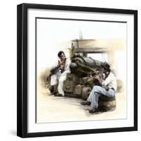 Sailors on the Deck of an American Privateer Hunting English Shipping during the War of 1812-null-Framed Giclee Print