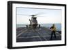 Sailors Place Chocks and Chains on a French Army Sa 380 Puma Helicopter-null-Framed Photographic Print