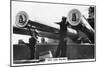 Sailors Polishing the 16 Inch Guns of HMS Nelson, 1937-null-Mounted Giclee Print