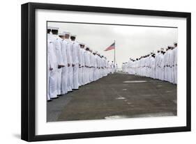 Sailors Prepare to Man the Rails on the Flight Deck of USS Harry S. Truman-null-Framed Photographic Print