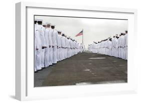 Sailors Prepare to Man the Rails on the Flight Deck of USS Harry S. Truman-null-Framed Photographic Print