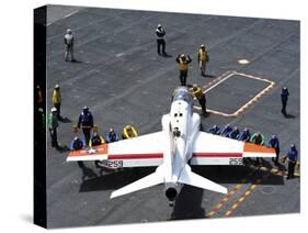 Sailors Push a T-45C Goshawk on the Flight Deck of USS Ronald Reagan-null-Stretched Canvas