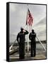 Sailors Raise the National Ensign Aboard USS Abraham Lincoln-Stocktrek Images-Framed Stretched Canvas