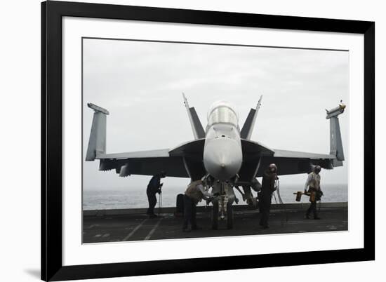 Sailors Remove Chocks and Chains from an F-A-18F Super Hornet-null-Framed Photographic Print