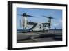 Sailors Run to Safety after They Chock and Chain a Mv-22 Osprey-null-Framed Photographic Print