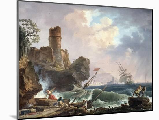 Sailors Salvaging a Wreck on a Mediterranean Coast with Sailing Vessels in a Choppy Sea, 1754-Cristofano Allori-Mounted Giclee Print