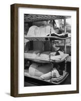 Sailors Sleeping in Their Quarters Aboard a Us Navy Cruiser During WWII-Ralph Morse-Framed Photographic Print