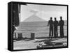 Sailors Watching Smoke Coming Out of the Top of Mt. Stromboli-Tony Linck-Framed Stretched Canvas