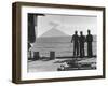 Sailors Watching Smoke Coming Out of the Top of Mt. Stromboli-Tony Linck-Framed Premium Photographic Print