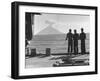 Sailors Watching Smoke Coming Out of the Top of Mt. Stromboli-Tony Linck-Framed Premium Photographic Print