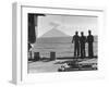 Sailors Watching Smoke Coming Out of the Top of Mt. Stromboli-Tony Linck-Framed Premium Photographic Print