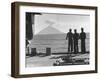 Sailors Watching Smoke Coming Out of the Top of Mt. Stromboli-Tony Linck-Framed Photographic Print