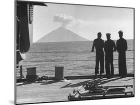 Sailors Watching Smoke Coming Out of the Top of Mt. Stromboli-Tony Linck-Mounted Photographic Print