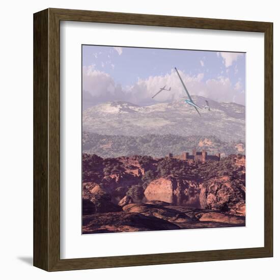 Sailplanes And Castle-Designwest-Framed Art Print