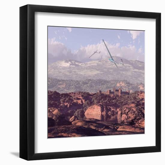 Sailplanes And Castle-Designwest-Framed Art Print