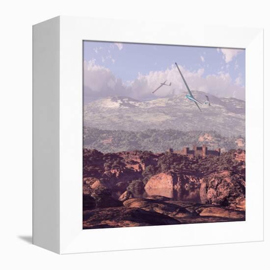 Sailplanes And Castle-Designwest-Framed Stretched Canvas