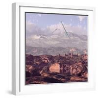 Sailplanes And Castle-Designwest-Framed Art Print