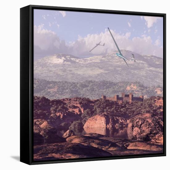 Sailplanes And Castle-Designwest-Framed Stretched Canvas