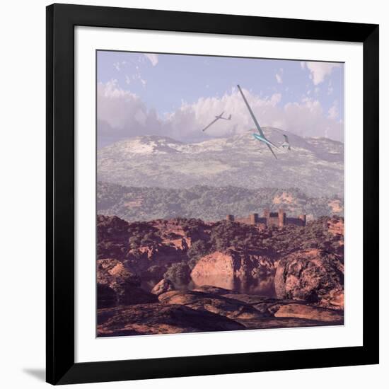 Sailplanes And Castle-Designwest-Framed Art Print