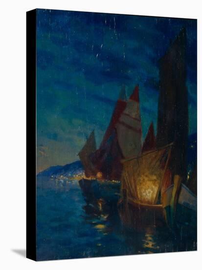 Sails at Night-Alexander Fyodorovich Gaush-Stretched Canvas