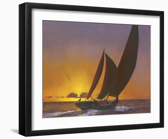 Sails in the Sunset-Diane Romanello-Framed Art Print