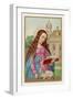 Saint Agnes Reading a Book While a Very Small Lamb Rests Beside Her-null-Framed Art Print