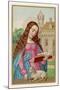 Saint Agnes Reading a Book While a Very Small Lamb Rests Beside Her-null-Mounted Art Print
