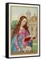 Saint Agnes Reading a Book While a Very Small Lamb Rests Beside Her-null-Framed Stretched Canvas