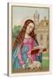 Saint Agnes Reading a Book While a Very Small Lamb Rests Beside Her-null-Stretched Canvas