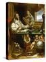 Saint Albert Writing, Apparition of Saint Paul to Saint Albert the Great and Saint Thomas Aquinas-Alonso Antonio Villamor-Stretched Canvas