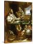 Saint Albert Writing, Apparition of Saint Paul to Saint Albert the Great and Saint Thomas Aquinas-Alonso Antonio Villamor-Stretched Canvas