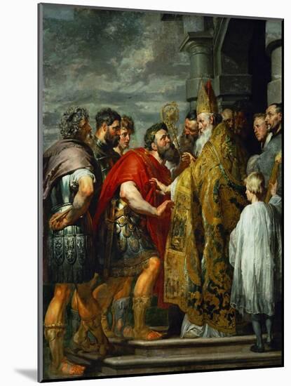 Saint Ambrosius and Emperor Theodosius, Around 1615-Peter Paul Rubens-Mounted Giclee Print