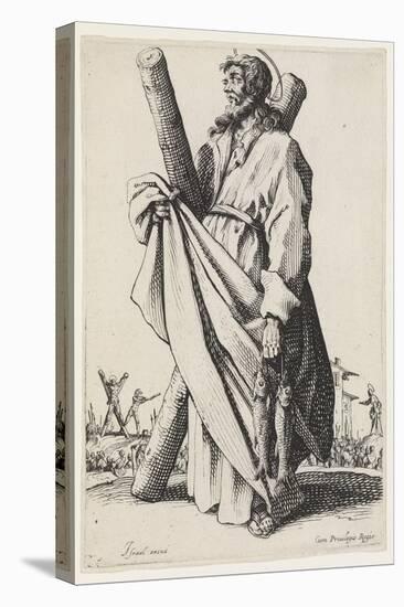 Saint Andrew from Les Grands Apôtres (The Large Apostles), 1631 (Etching)-Jacques Callot-Stretched Canvas