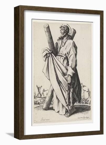 Saint Andrew from Les Grands Apôtres (The Large Apostles), 1631 (Etching)-Jacques Callot-Framed Giclee Print