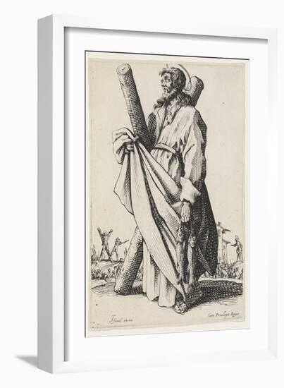 Saint Andrew from Les Grands Apôtres (The Large Apostles), 1631 (Etching)-Jacques Callot-Framed Giclee Print