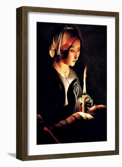 Saint Anna with the Christ Child by La Tour-Georges de La Tour-Framed Art Print