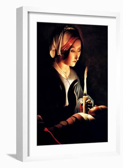 Saint Anna with the Christ Child by La Tour-Georges de La Tour-Framed Art Print