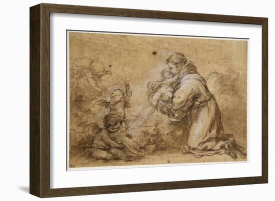 Saint Antoine de Padoue et l'enfant Jésus-Bartolome Esteban Murillo-Framed Giclee Print