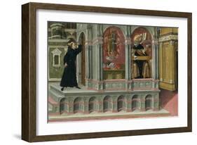 Saint Augustine's Vision of Saints Jerome and John the Baptist, 1476-Matteo di Giovanni di Bartolo-Framed Giclee Print