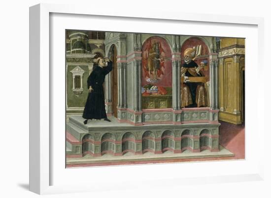 Saint Augustine's Vision of Saints Jerome and John the Baptist, 1476-Matteo di Giovanni di Bartolo-Framed Giclee Print