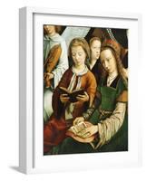 Saint Barbara and Saint Cecilia Reading, Detail from Virgin Among Virgins, 1460-Gerard David-Framed Giclee Print