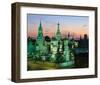 Saint Basil's Cathedral and Spassky Tower at night, Red Square, Moscow, Russia-null-Framed Premium Giclee Print