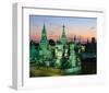 Saint Basil's Cathedral and Spassky Tower at night, Red Square, Moscow, Russia-null-Framed Premium Giclee Print