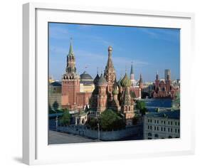 Saint Basil's Cathedral and Spassky Tower, Red Square, Moscow, Russia-null-Framed Art Print